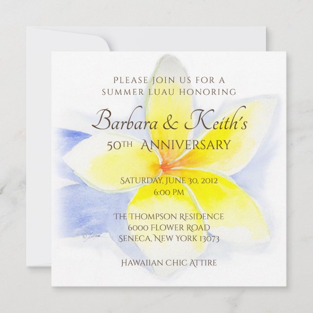Tarjeta de Aniversario número 50 de Plumeria Amari (Anverso)