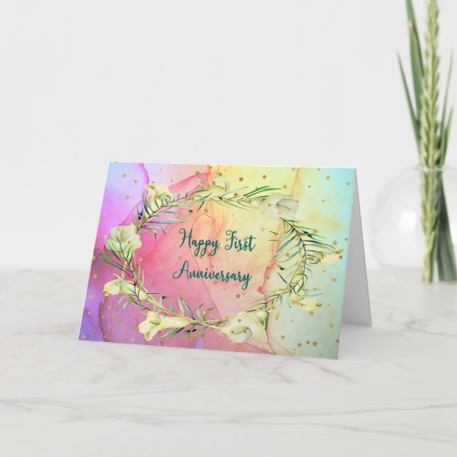 Tarjeta de aniversario para el primer aniversario  (Anverso)