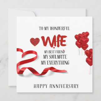 Tarjeta de aniversario para esposa, tarjeta de ani