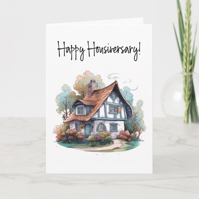 Tarjeta de aniversario para hogar de cabaña encant (Anverso)