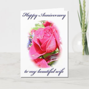 Tarjeta de aniversario para la esposa Rosebud