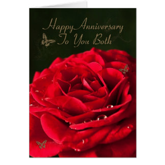 Tarjeta de aniversario para los dos, una rosa roja