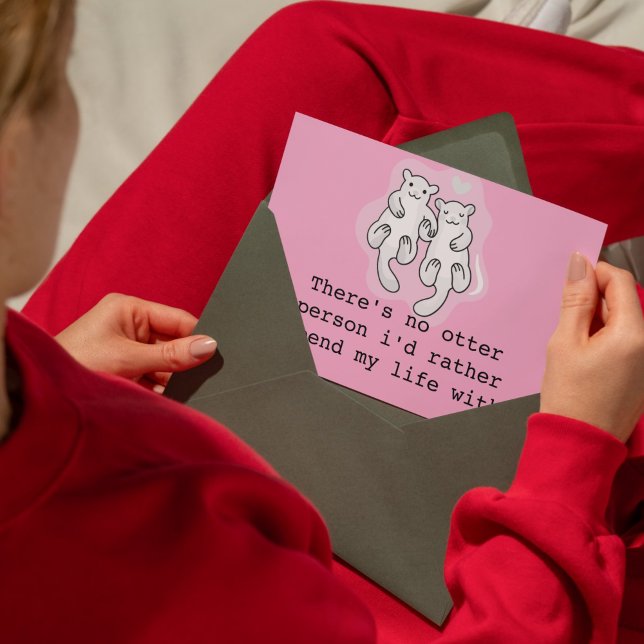 Tarjeta de aniversario para marido / para esposa - (Cute Otter Love Card for Husband/Wife/Significant Other)