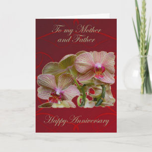 Tarjeta de aniversario para padres de orquídeas en