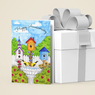 Tarjeta de aniversario para pájaros del amor