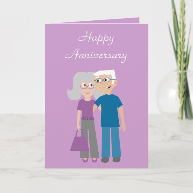 Tarjeta de aniversario para pareja de dibujos anim (Anverso)