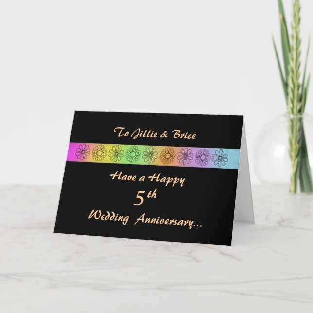Tarjeta de aniversario personalizable feliz 5º (Anverso)