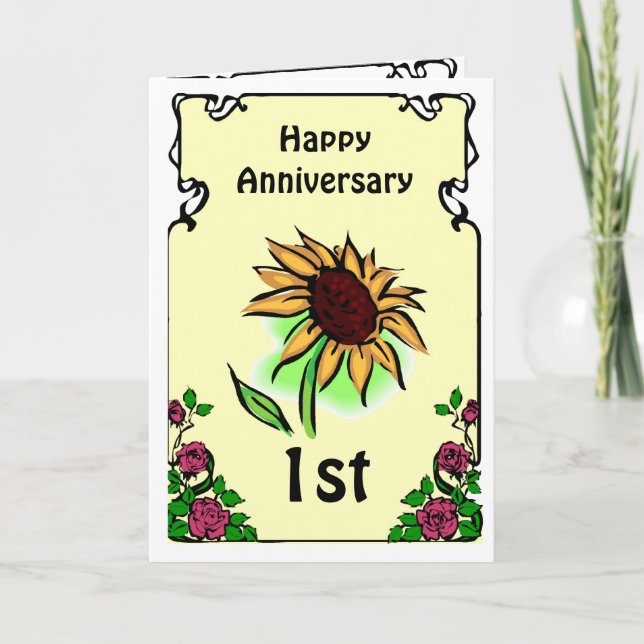 Tarjeta de aniversario personalizable - girasol (Anverso)