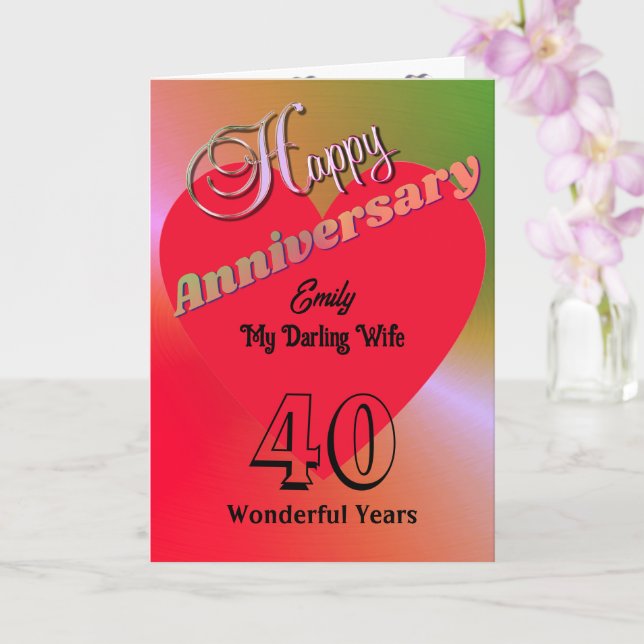 Tarjeta de aniversario personalizada para esposa (Orquídea)