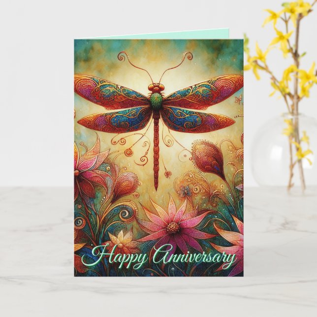 Tarjeta de Aniversario Personalizado de Flora de D (flor amarilla)