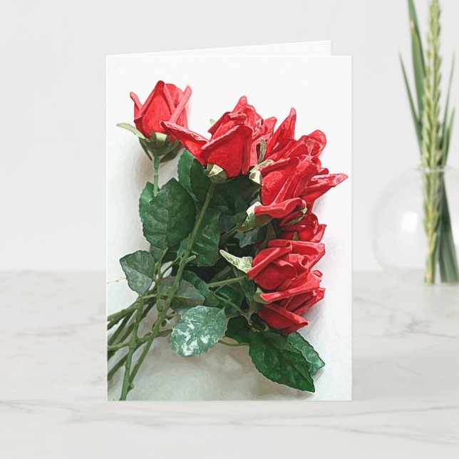 Tarjeta de aniversario Red Rose Bouquet - Personal (Anverso)
