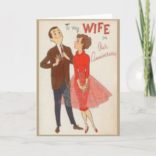 Tarjeta De Aniversario Retro A La Mujer