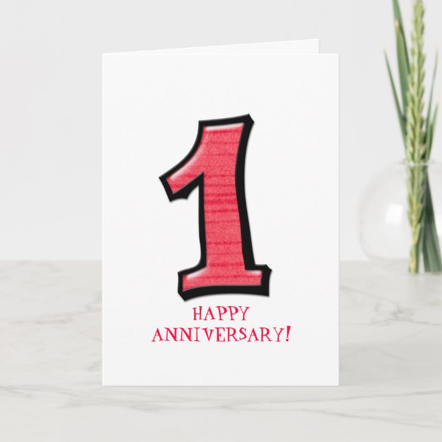 Tarjeta de aniversario rojo número cero (Anverso)