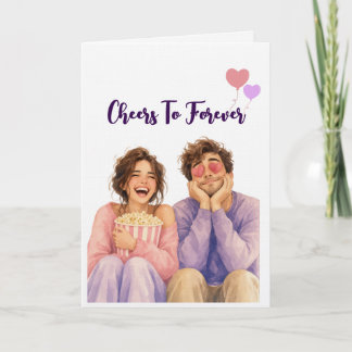 Tarjeta de aniversario romántico con pareja