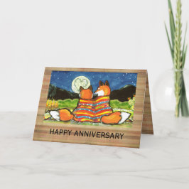 Tarjeta de aniversario romántico de zorros "Flamin