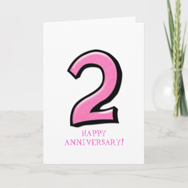 Tarjeta de aniversario rosa número 2 (Anverso)