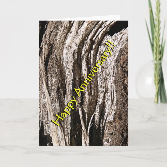 Tarjeta de Aniversario Rustic Woodgrain (Anverso)