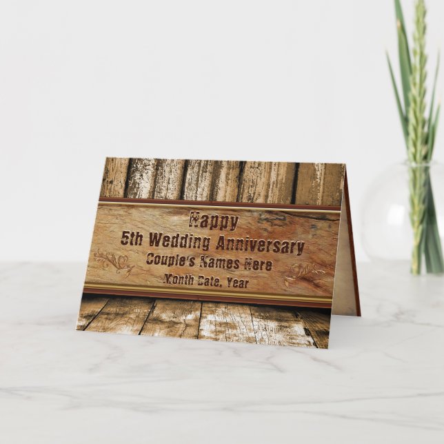 Tarjeta de aniversario rústica y Boda para marido (Anverso)