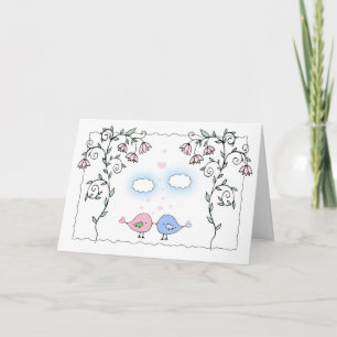 Tarjeta de Aniversario Simple y Linda Aves