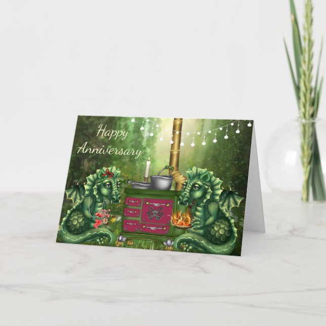 Tarjeta de aniversario única con dos dragones (Anverso)