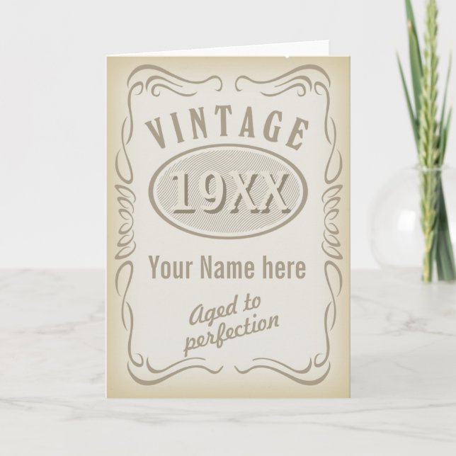 Tarjeta de aniversario vintage (editable) (Anverso)
