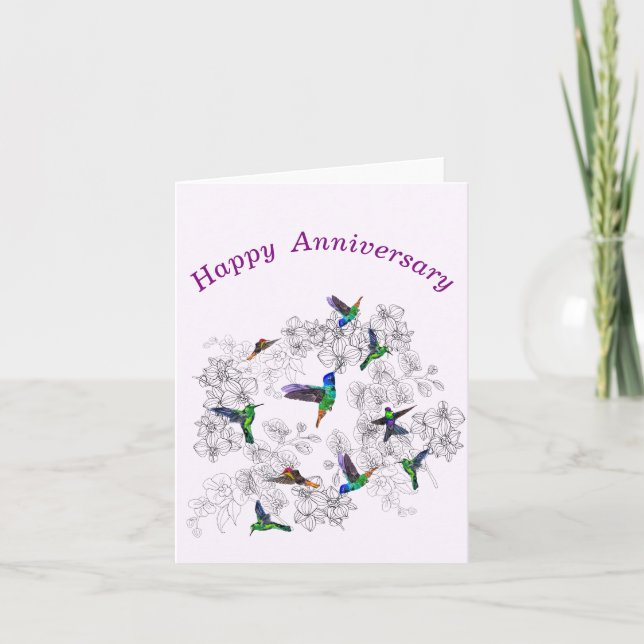 Tarjeta de aniversario Volando Aves Primarias Pers (Anverso)
