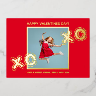 Tarjeta de aniversario XOXO Modern Bold Foto Hoja