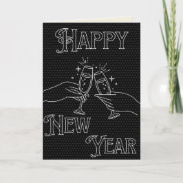 Tarjeta de Año Nuevo blanco y negro