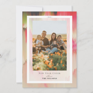 Tarjeta de Año Nuevo con fotos de colores florecie