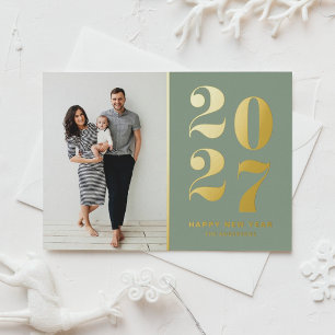Tarjeta de Año Nuevo con tipografía negra 2027 en