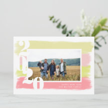 Tarjeta de Año Nuevo de Foto Moderna con Pincelada