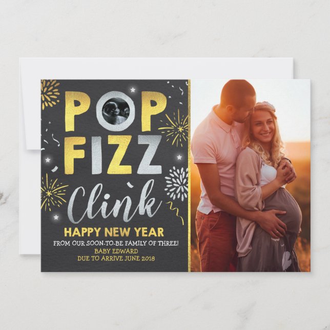 Tarjeta de Año Nuevo de Invitación de Embarazo de  (Anverso)