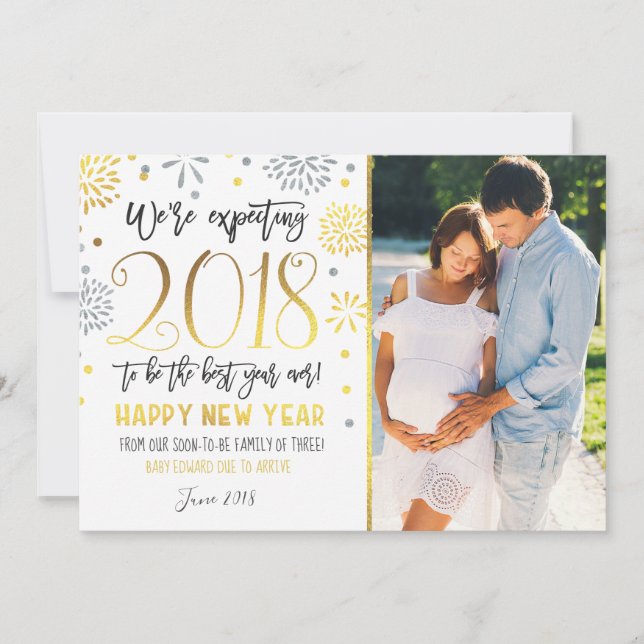 Tarjeta de Año Nuevo de Invitación de Embarazo de  (Anverso)