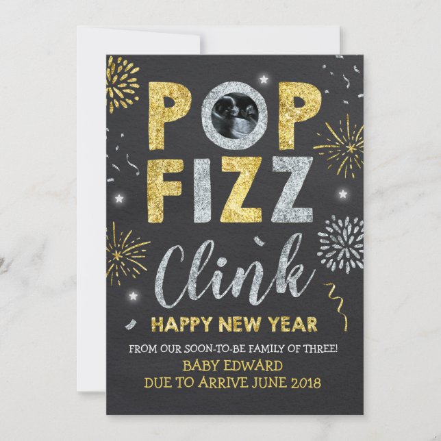 Tarjeta de Año Nuevo de Invitación de Embarazo de  (Anverso)