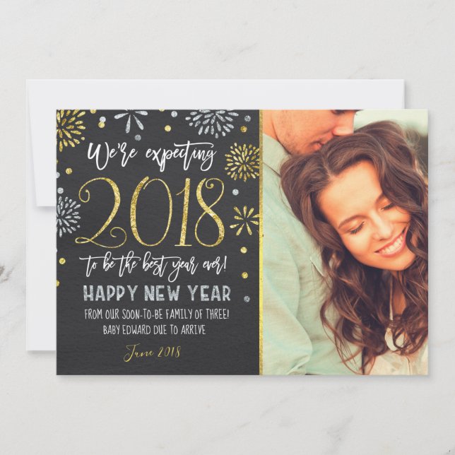 Tarjeta de Año Nuevo de Invitación de Embarazo de  (Anverso)