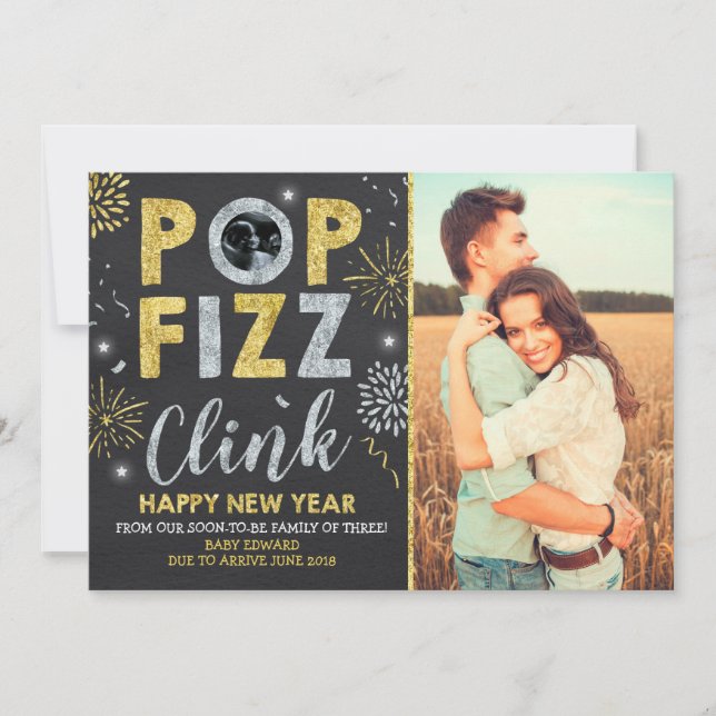 Tarjeta de Año Nuevo de Invitación de Embarazo de  (Anverso)