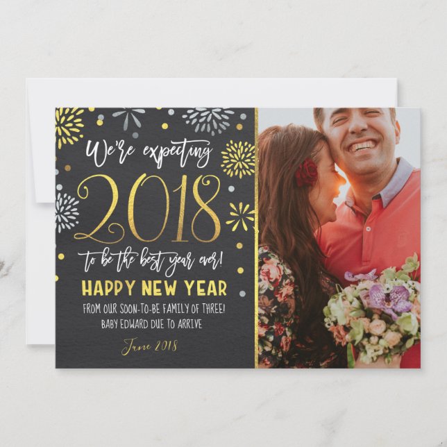 Tarjeta de Año Nuevo de Invitación de Embarazo de  (Anverso)