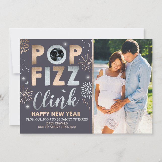 Tarjeta de Año Nuevo de Invitación de Embarazo de  (Anverso)