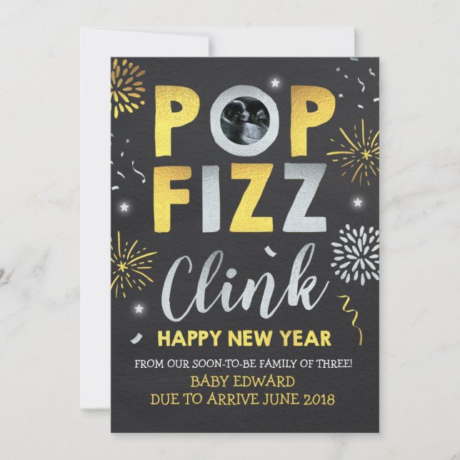 Tarjeta de Año Nuevo de Invitación de Embarazo de  (Anverso)