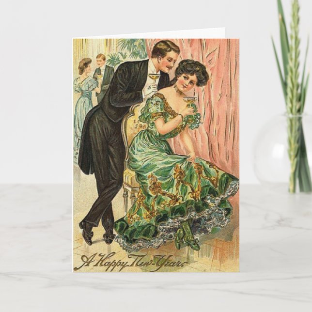 Tarjeta de Año Nuevo de la Pareja Romántica de Vic (Anverso)
