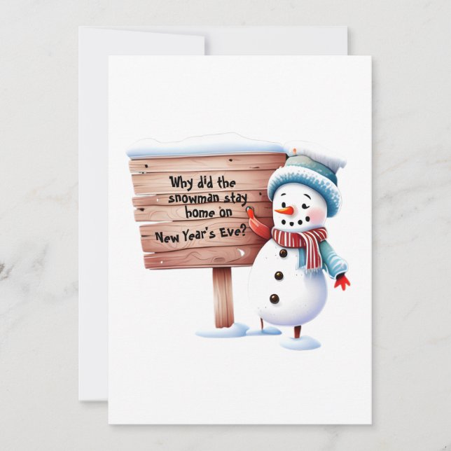 Tarjeta de Año Nuevo de Snowman, padre Chiste pers (Anverso)