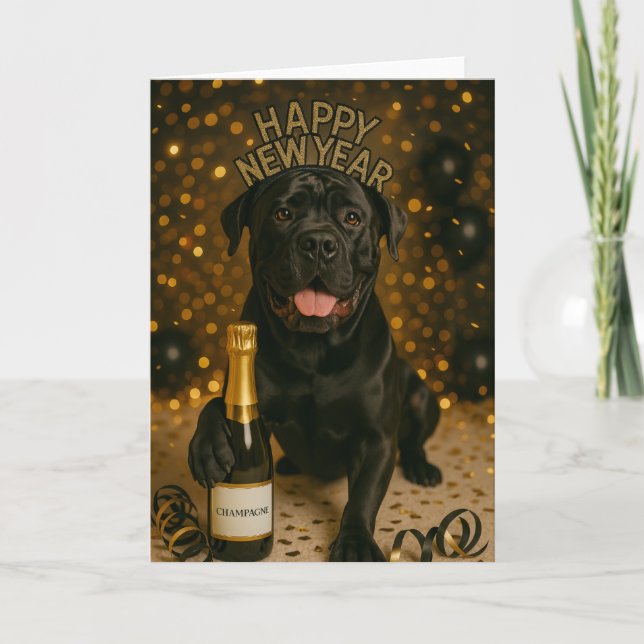 Tarjeta de Año Nuevo de vacaciones Cane Corso (Anverso)
