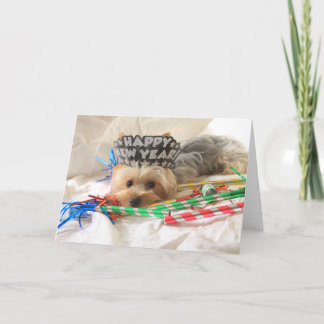 Tarjeta de Año Nuevo de Yorkie