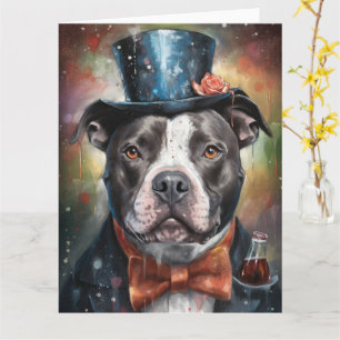 Tarjeta de Año Nuevo del American Staffordshire