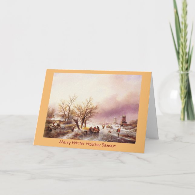 Tarjeta de Año Nuevo del paisaje de invierno tradi (Anverso)