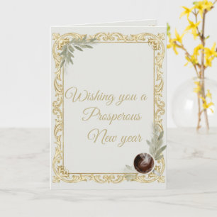 Tarjeta de Año Nuevo Elegante de Hoja de Oro de Lu