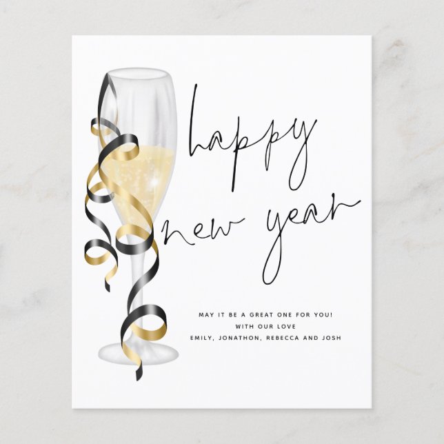 Tarjeta de Año Nuevo Feliz de la Fluidez del Champ (Anverso)