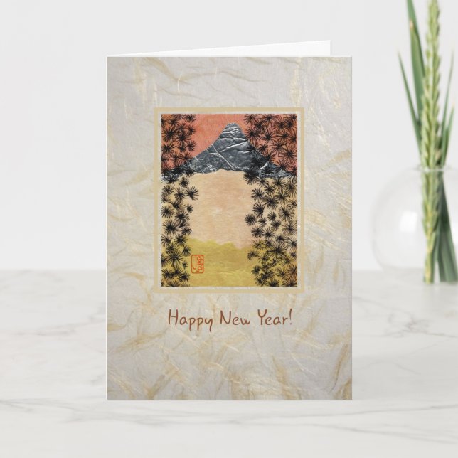 Tarjeta de Año Nuevo Feliz de Mt. Fuji (Anverso)