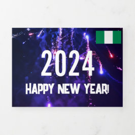 Tarjeta de Año Nuevo Feliz de Nigeria con calendar