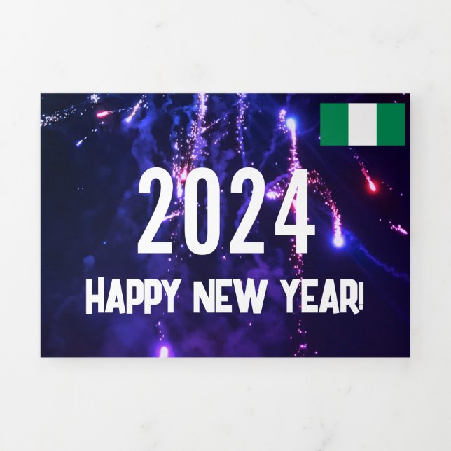 Tarjeta de Año Nuevo Feliz de Nigeria con calendar (Foto de portada)